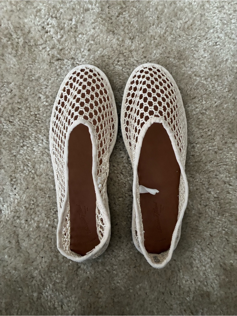 Universal Thread Cream Crochet Slip-On Flats